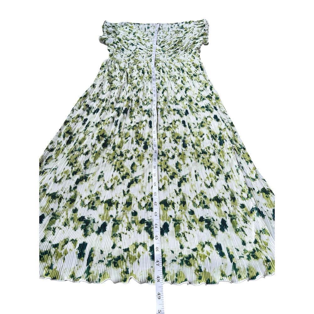 Chelsea28 Flutter Sleeve Plissé Midi Green Ivory Dress NWT Nordstrom - Large - Picture 8 of 12